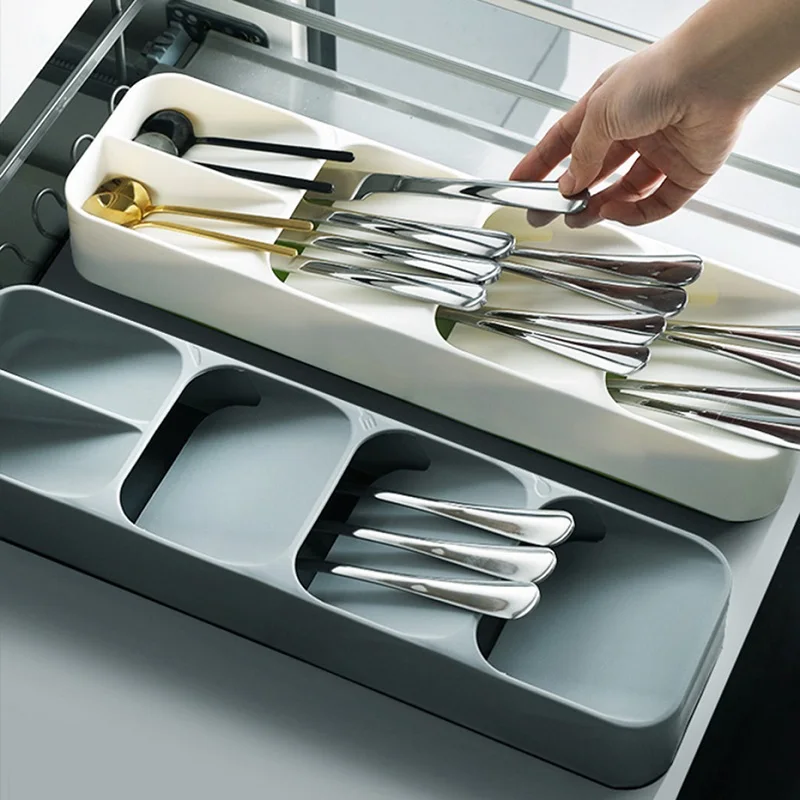 

New Plastic Knife Holder Kitchen Drawer Organizer Tray Knife Stand Organizer 18 Slots Knives Utensil Rack Storage Cabinet Tool