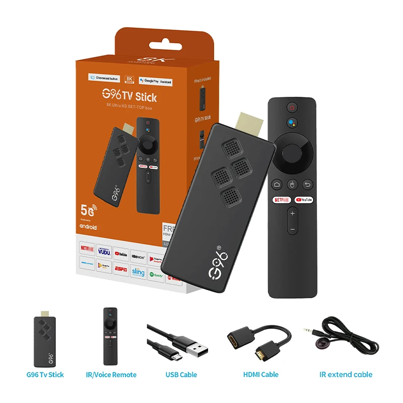 TV Stick Global Version ATV android 13.0 8k smart TV Stick voice control Dual 2.5G5G Wifi Multi Language 2GB RAM 16GB ROM Portable stick