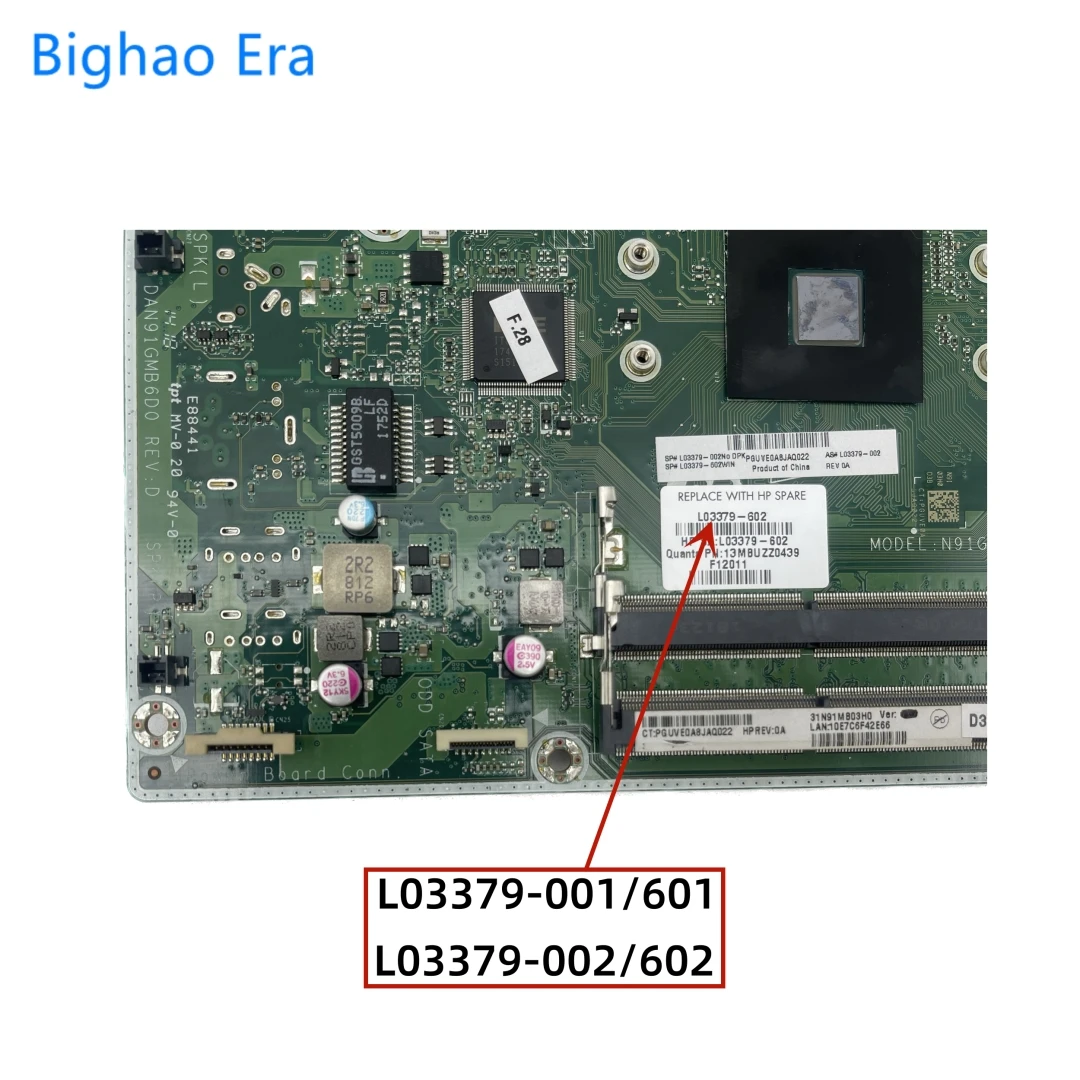 Placa-mãe Aio All-in-one Dan91gmb6d0 para hp N91g 20-c 20-c400na 24-c410 J4005 Cpu Ddr4 Uma Sps:l03379602 001 601 - Imagem 4