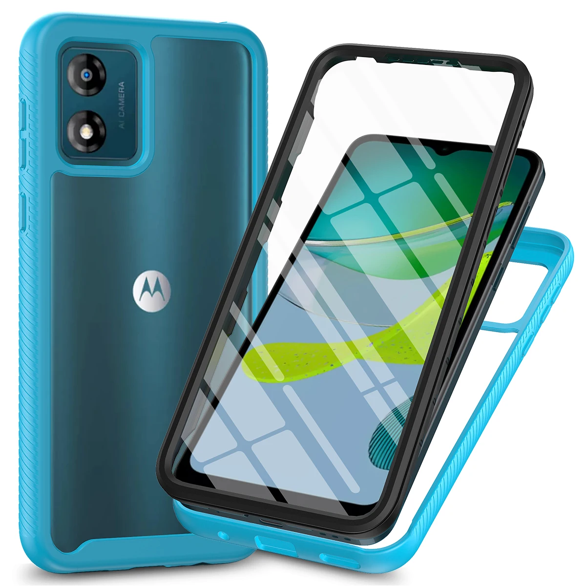 Shockproof Clear Protective Cover with Built-in Screen Protector and TPU Bumper