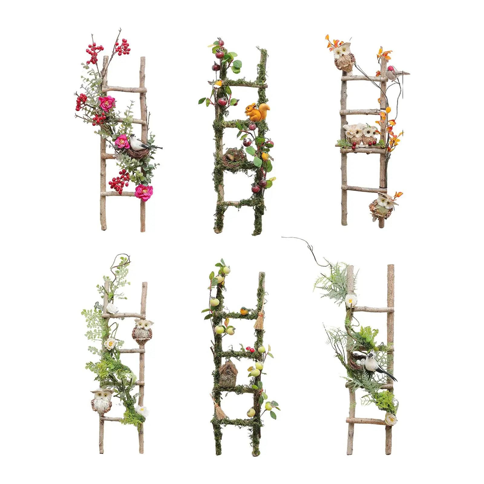 

Miniature Wood Ladder Crafts Scene Layout Photo Props Mini Wooden Step Ladder for Garden Courtyard Outdoor Balcony Decoration