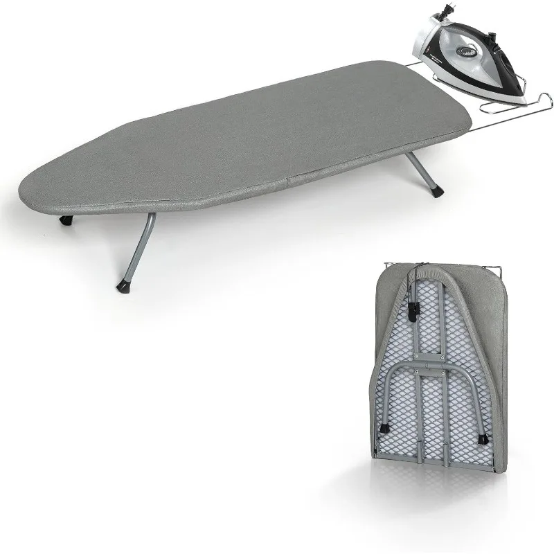 

Metal Foldable Tabletop Ironing Board with Iron Rest , Heat Resistant Cotton Cover, Mini Iron Board for Small Space and Travel