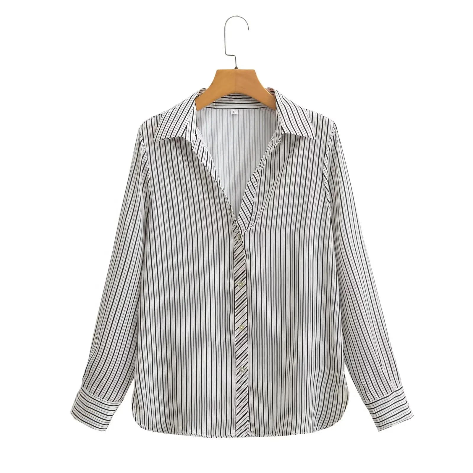 

Women's 2023 Fashion Exquisite Striped Blouses Retro Long-sleeved V-neck Button-down Long Shirts Chic Tops
