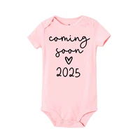 Baby Announcement Coming Soon 2025 Newborn Baby Bodysuits Summer Boys Girls Romper Body Pregnancy Reveal Clothes 5