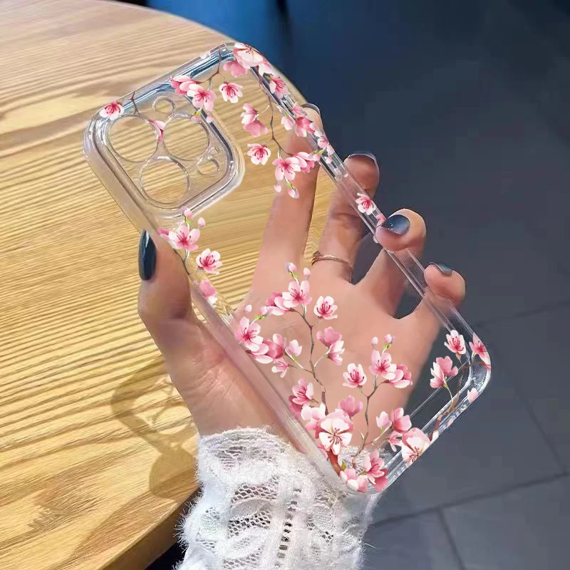 Cherry Blossom Soft Transparent Phone Case Cover