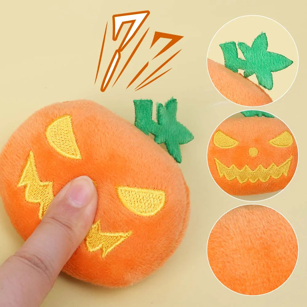 4/1PCS Halloween Pumpkin Pet Biting Toys Funny Soft Plush Dog Tooth Grinding Ball Can Make Sounds Dog Training Toys Pet Products 5