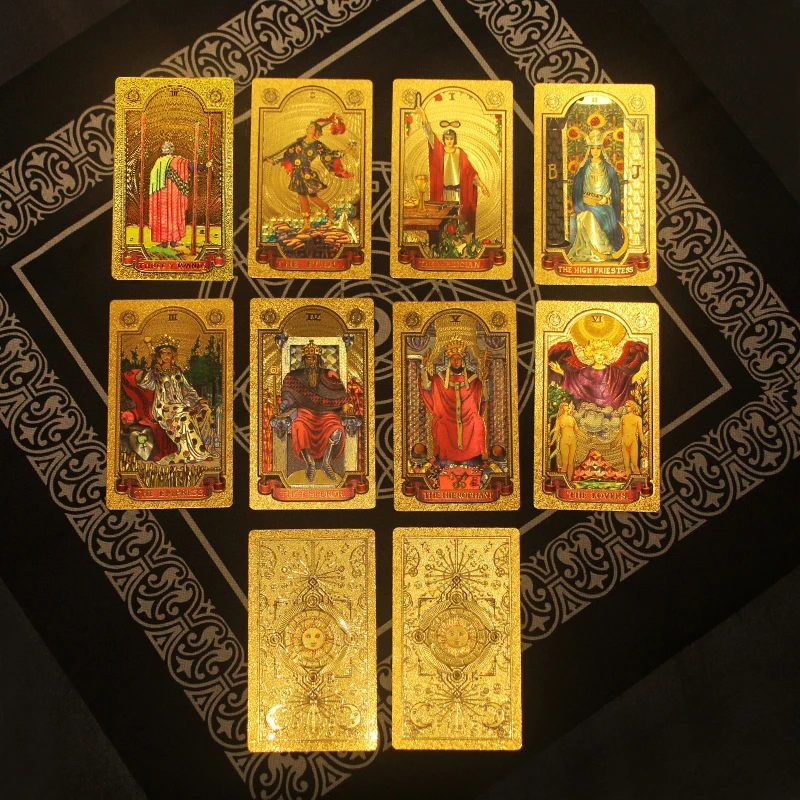 2022 New Arrive Luxury Gold Foil Tarot Oracle Card Divination Fate High Quality Tarot Deck Playing Card Bithday Gift Drink Game 2022 hot sale 78pcs high quality gold foil tarot interactive desktop full color guidebook divination fate playing card gift