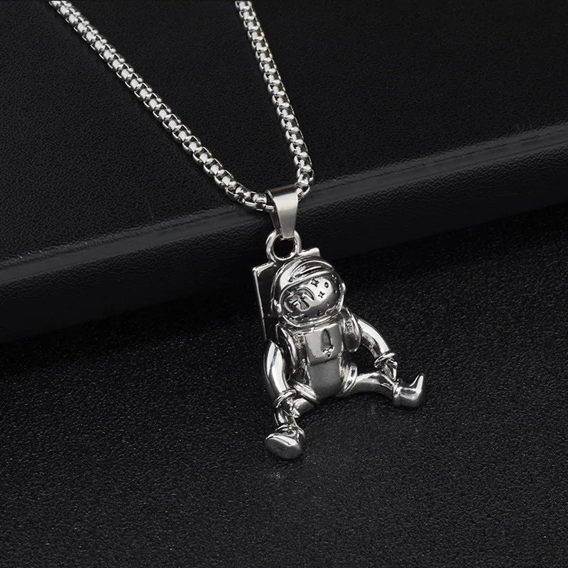 Fashion Men Backpack Astronaut Pendant Stainless Steel Necklace Hip Hop  Women Long Chains Sweater Chain Jewelry Gift wholesale - AliExpress