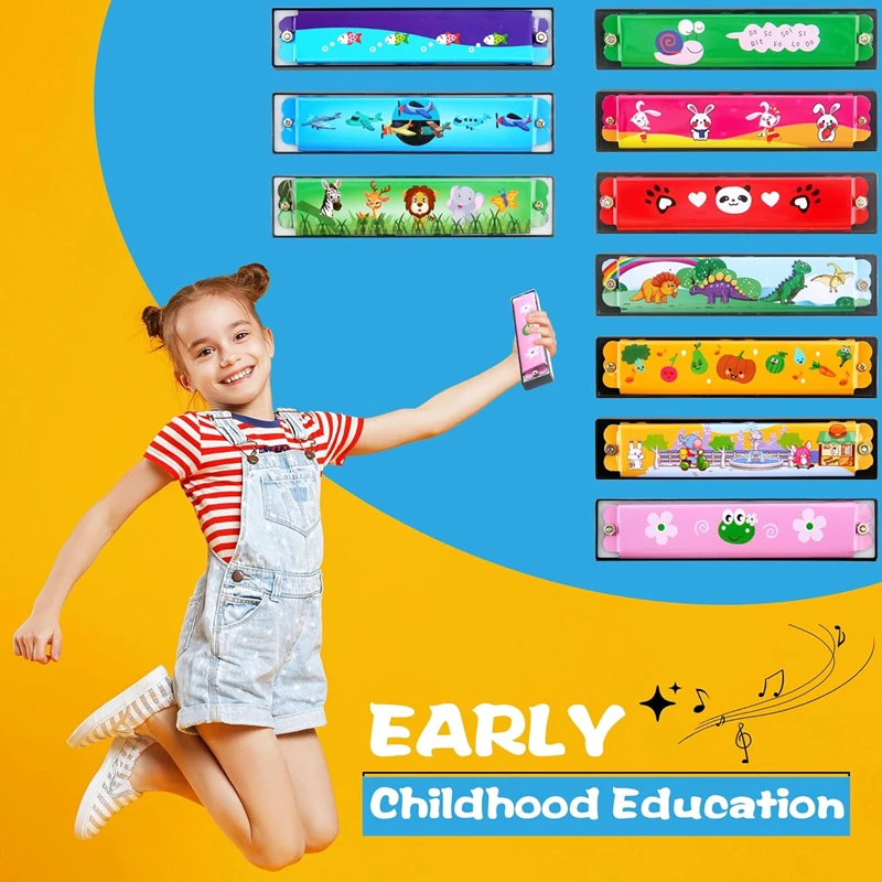 New 16 Holes Children Wooden Harmonica Musical Instrument Toys Music Teaching Aids Puzzle Early Education Kindergarten Beginners 3