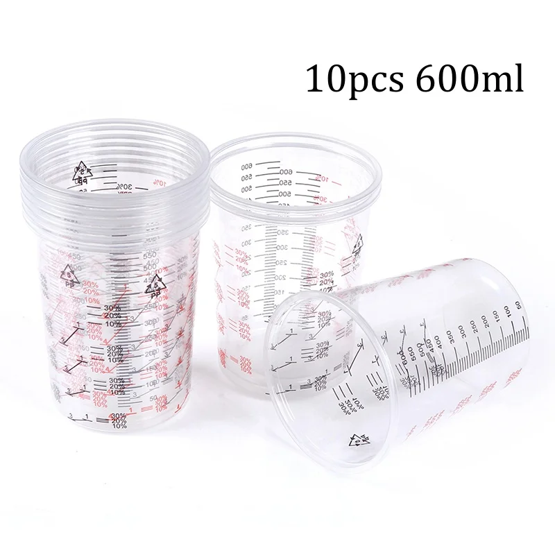 10 adet 600/1000ML boya karıştırma kalibre fincan plastik boya karıştırma bardaklar boyalar ve sıvıların doğru karıştırma için tencere karıştırma