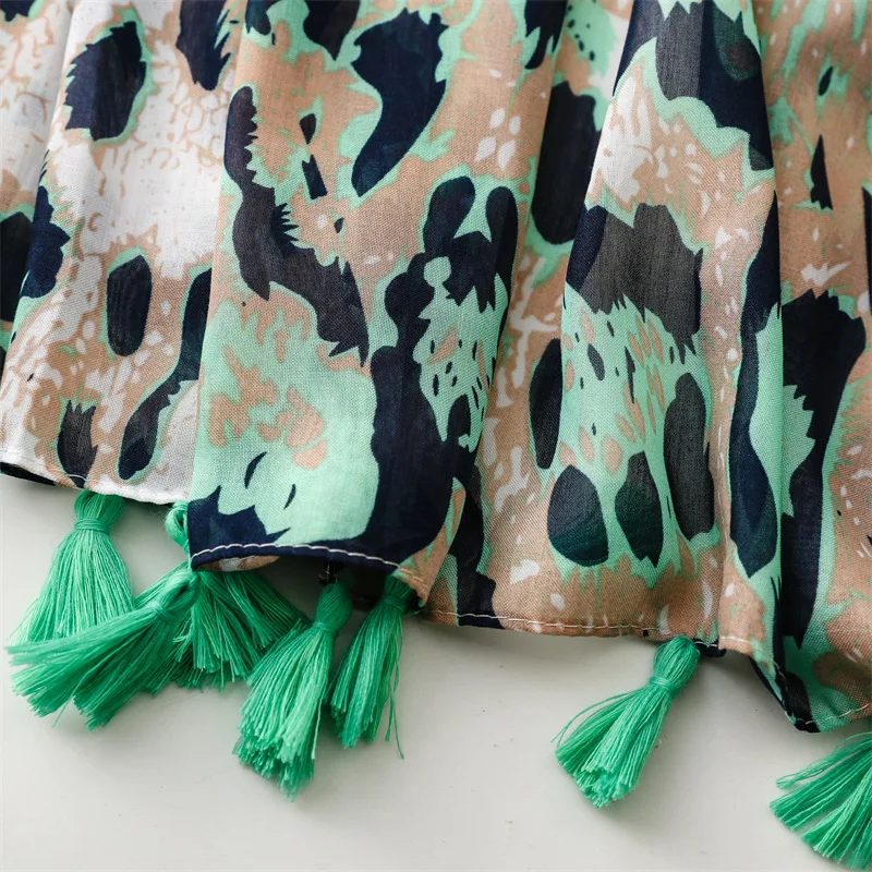 Luxus Neue Mode Spot Print Damen Frauen Schal Weibliche Baumwolle Leinen Schal Quaste Vier Jahreszeiten Moslemisches Hijab Wrap Lüften – Detail 11