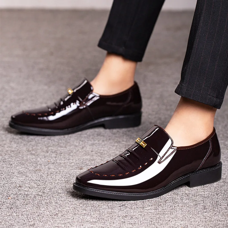 

Туфли мужские классические из лакированной кожи, официальная кожаная обувь для мужчин, деловые офисные туфли, строгие деловые оксфорды
