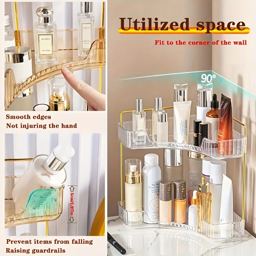 Transparent Multi-Layer Corner Shelf. Space-Saving 3