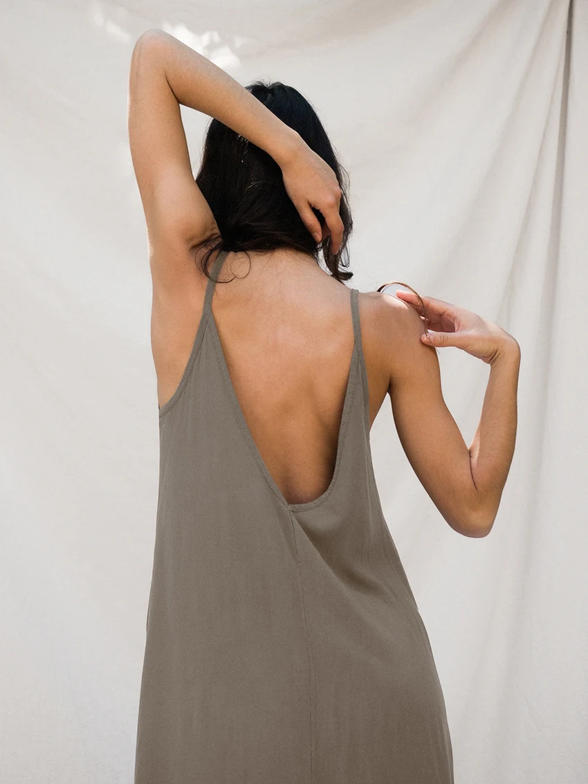 Marthaqiqi Loose Home Clothes For Women Sexy Spaghetti Strap Sleepwear Backless Nightgowns Ankle-Length Dress Ladies Nightwear