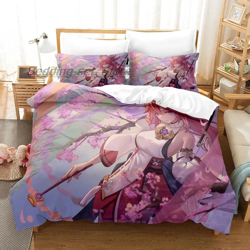 2024-Genshin-impact-Yae-Miko-Kids-Bedroom-3D-Print-Duvet-Cover-Single ...