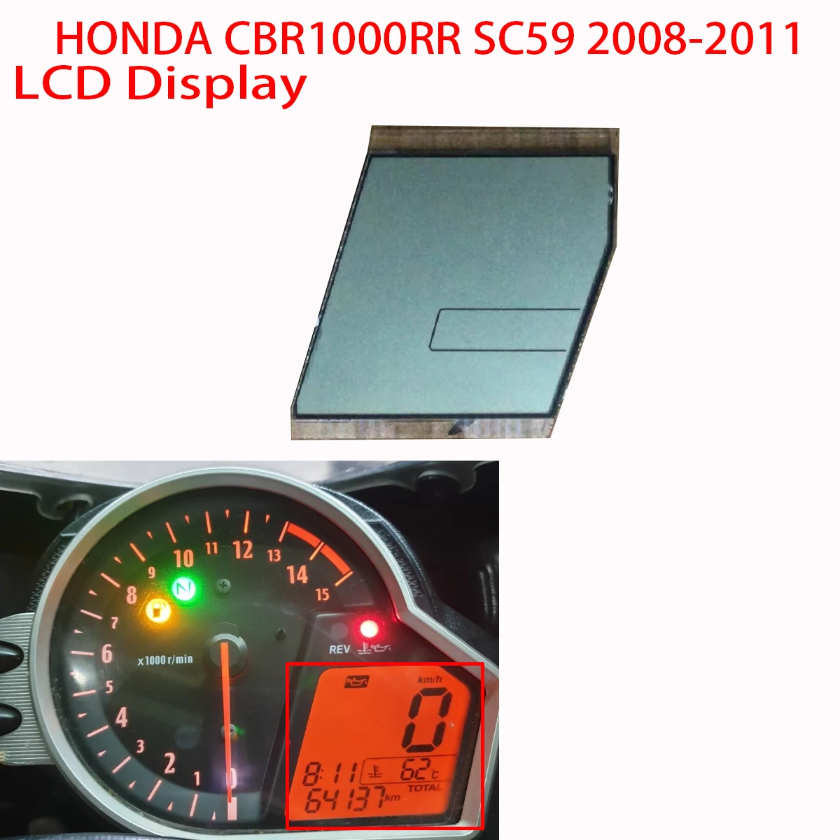 LCD Display Honda CBR1000RR SC59 2008-2011 Speedometer Instrument