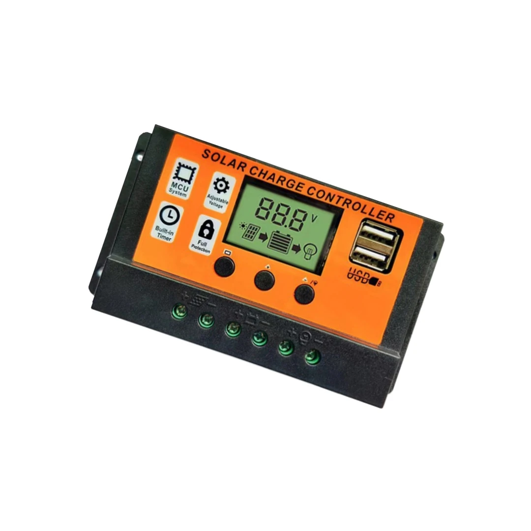 100A Orange Solar Controller 12V 24V Photovoltaic Power Generation Simple Solar