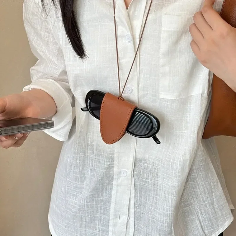 Neck Magnetic Multi functional Leather Sunglasses Clip Necklace Women Outdoor Travel Portable Storage Hanging Rope Accessories