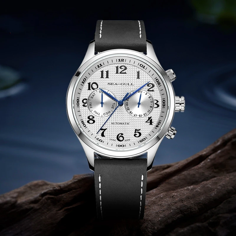 SeaGull Dual Time Zone Man Watch Day-Date Calendar Automatic