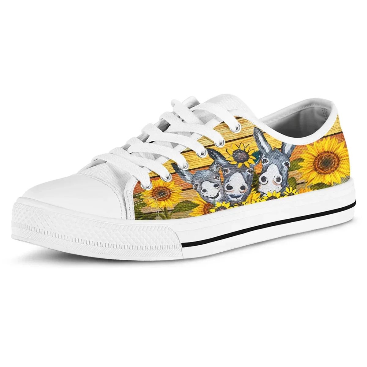 Sunflower Donkey Cute Vulcanized Sneakers Women Shoes Flat Comfortable Autumn Spring Fashion White Canvas Sneakers Women