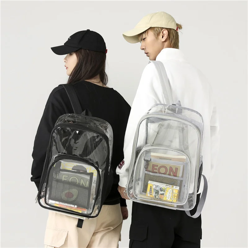 Large Capacity Waterproof Transparent PVC Backpack - Stylish Neutral Design