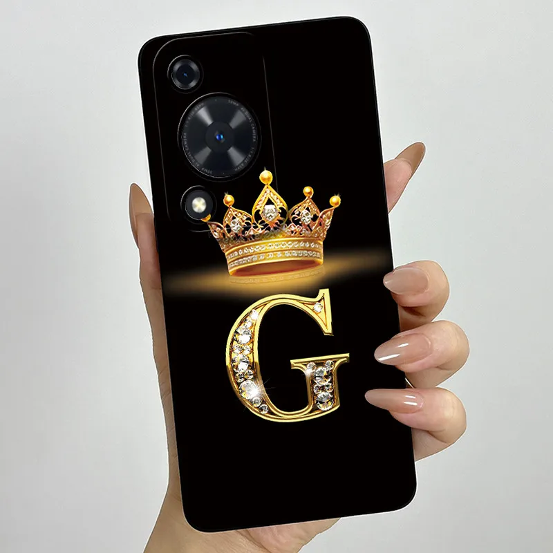 Crown Initial Letter Couple Phone Case - Soft Silicone TPU Lens Protective Casing