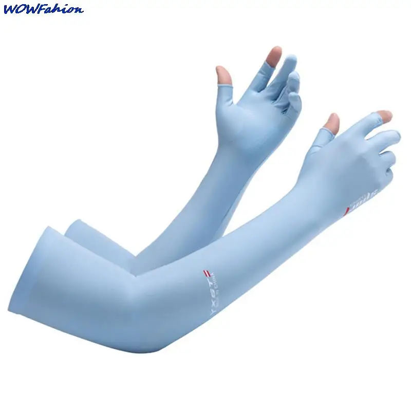 Half Fingers Ice Arm Sleeves Sun Protective Breathable 50cm Arm Warmer Outdoor Sport Riding Running Cool Silk Arm Sleeve