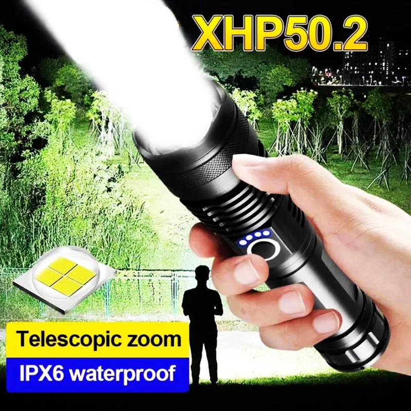 Lampes de poche rechargeables à LED, 100000 lumens élevés, zoomables, 7  modes, étanches, militaires, super lumineuses, urgence - AliExpress