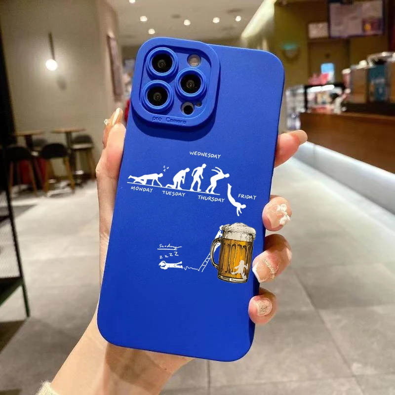 Black Fun Beer Man Silicone Matte Soft Back Phone Case
