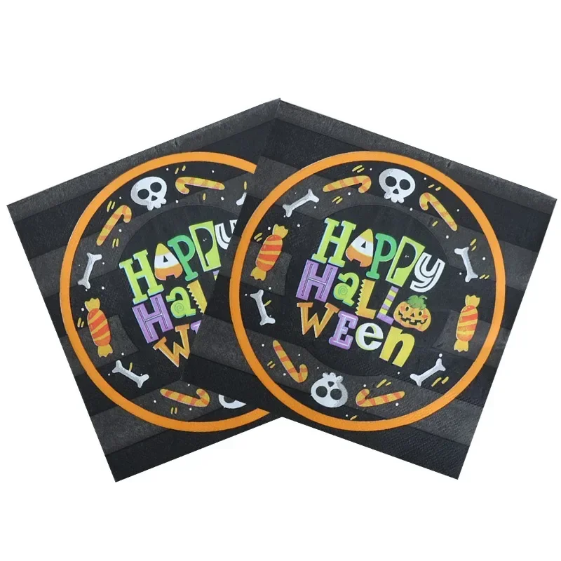 20jpcs/pac 2-Ply Halloween Pumpkin Spooky Witch Theme Holiday Ghost Party Disposable Tissue Paper Decoration for Photo Shoots