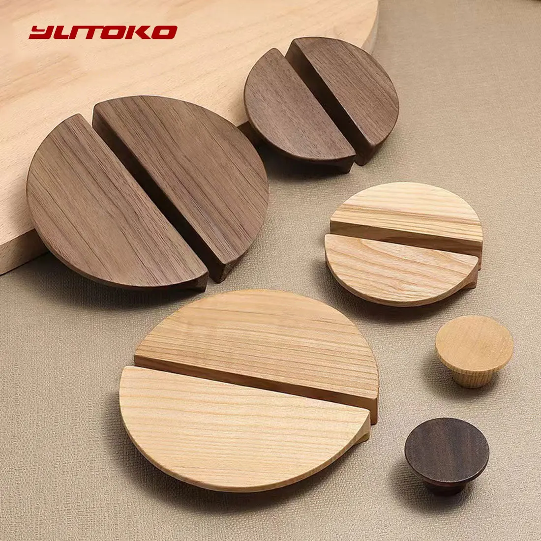 Nordic Semicircle Wooden Cabinet Handles Drawer Knobs Wardrobes Handle Hardware Children's Room Furniture Accessories Door Pulls