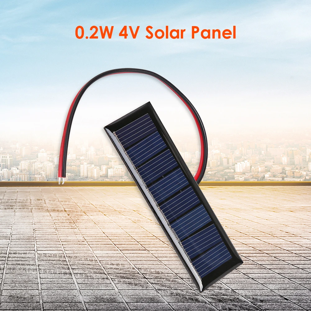3x1 inch Solar Panel 4V 50mA 0.2W 2 Wires 8 Cells Mini Epoxy Portable Charger Outdoor Camp Waterproof Solar Panel
