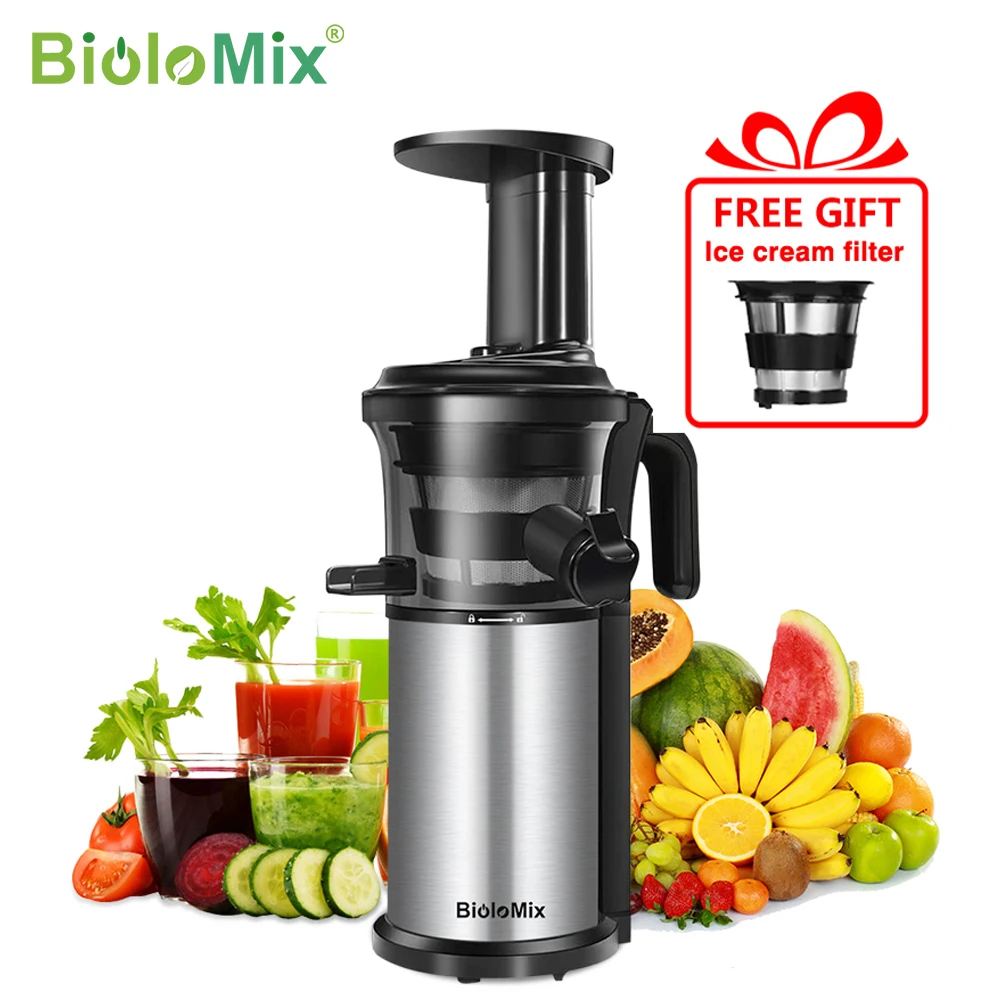 BioloMix 200W 40RPM Stainless Steel Masticating Slow Auger Juicer Fruit