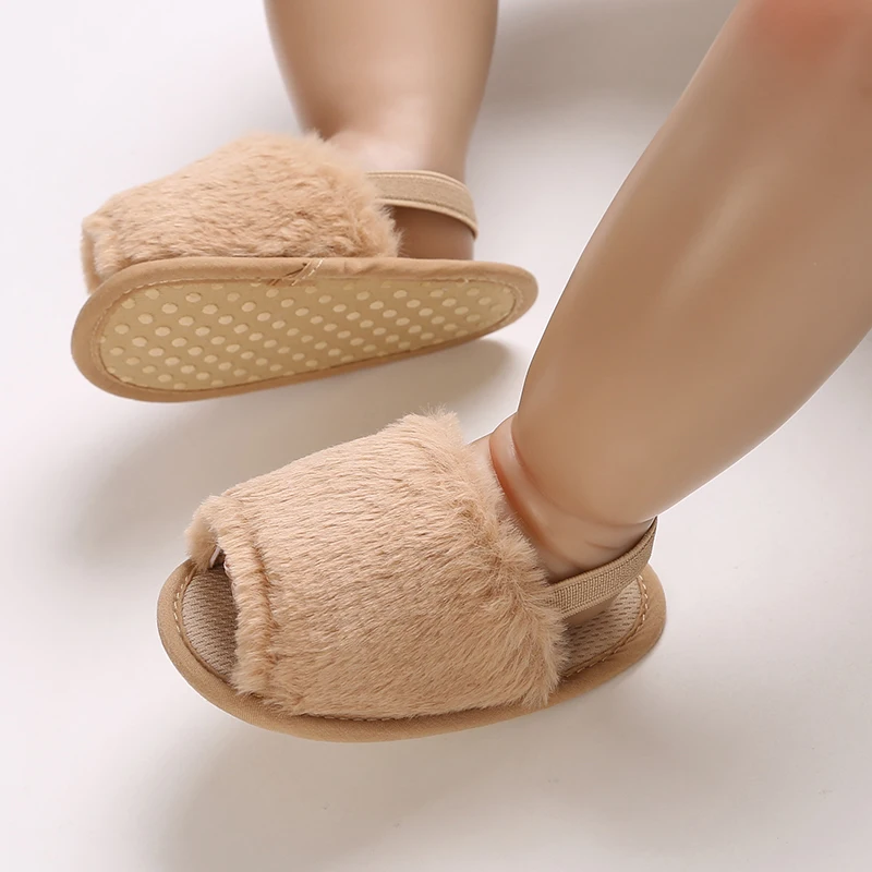 Winter Cute Baby Slippers Fluffy Baby Boy Girl Sandals Soft Non-slip Sole Toddler First Toddler Shoes