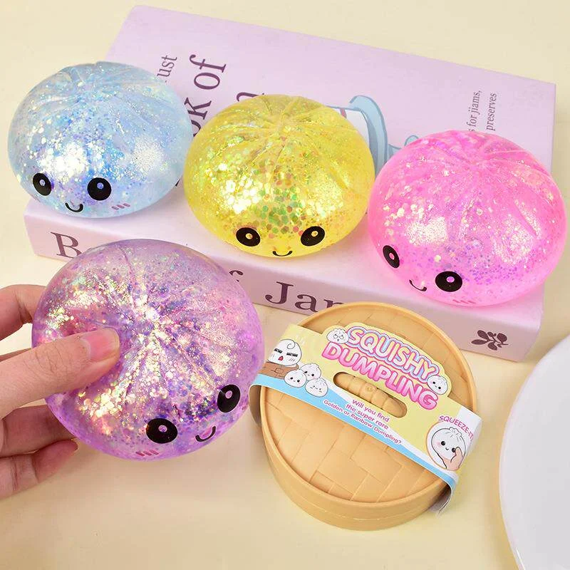 Viral Hidden Design 1-4Pcs Glitt Bead Squishy, Blind Box With Box, Realistic Bun & Dumpling Squeeze Toy, Stress_voghion.com