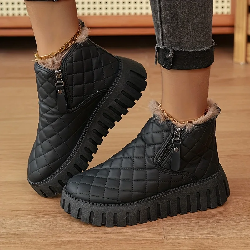 Bottes de neige pour femmes : confort chaud, élégant et toute la journée. Parfait pour le travail, les voyages et le quotidien. Marron et gris.