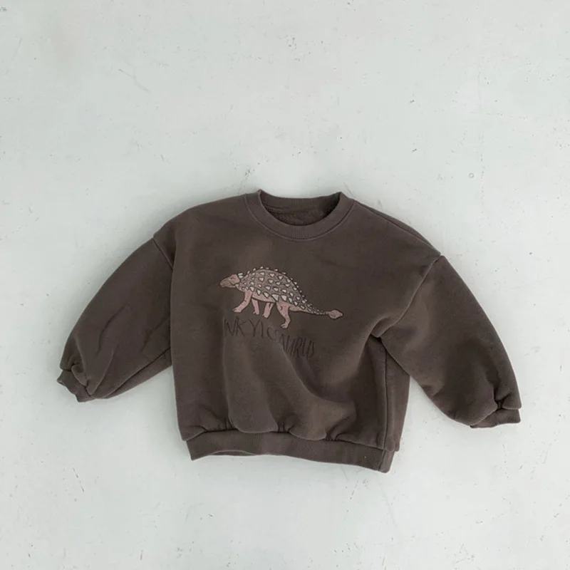 Kids Sweatshirt Winter Baby Girls Boys Fleece Dinosaur Print