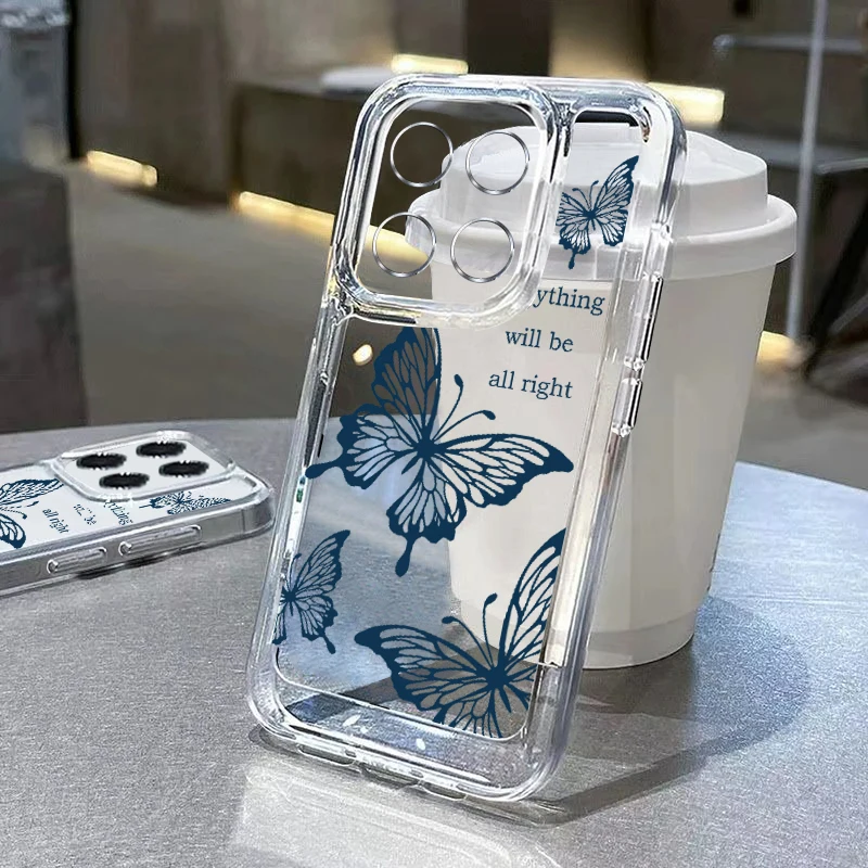 Elegant Hollowed Out Butterfly Clear Phone Case