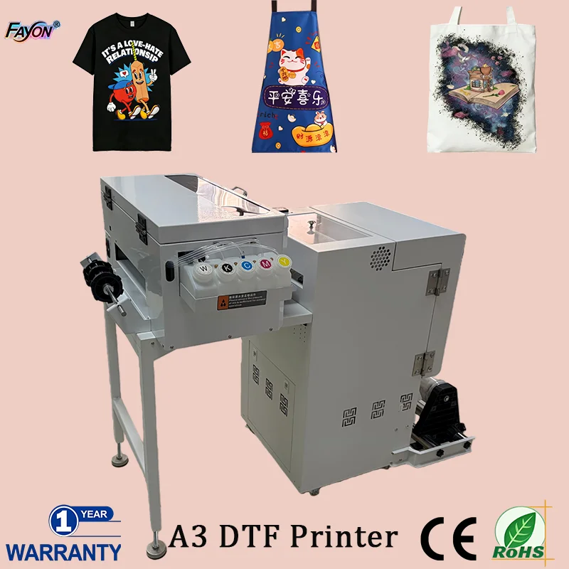 저렴한 가격 맞춤 의류 섬유 A3 DTF 프린터 XP600 사용이 쉬운 파우더 쉐이커 시스템 소규모 비즈니스 스타트업용