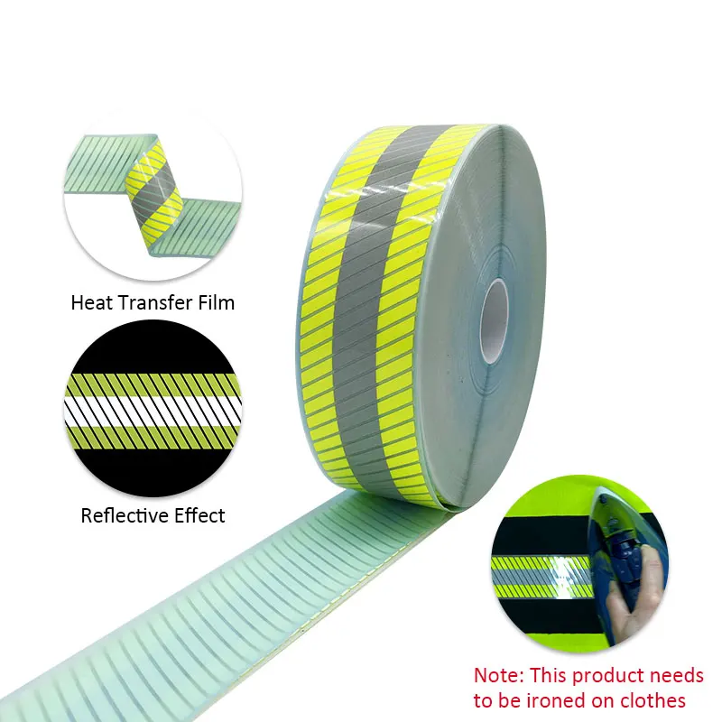 Roadstar Reflective Flame Retardant Heat Transfer Vinyl Film Segmented Warning Tape Iron on Firefighter Clothes