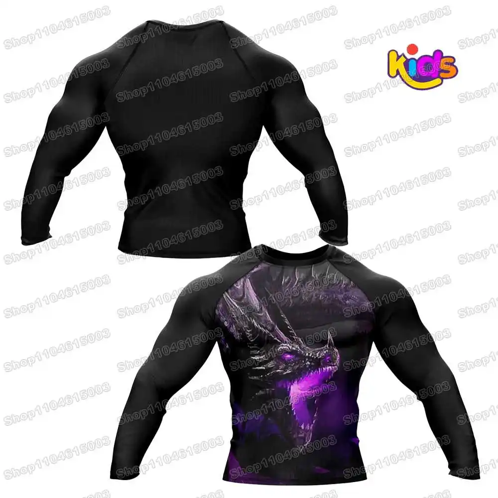 4th Wrestling Rash Guards Surfing Jersey Beach Kids Boys Girls Swimwear Diving Gym Long sleeves MMA BJJ Jiu Jitsu Fitness Sets