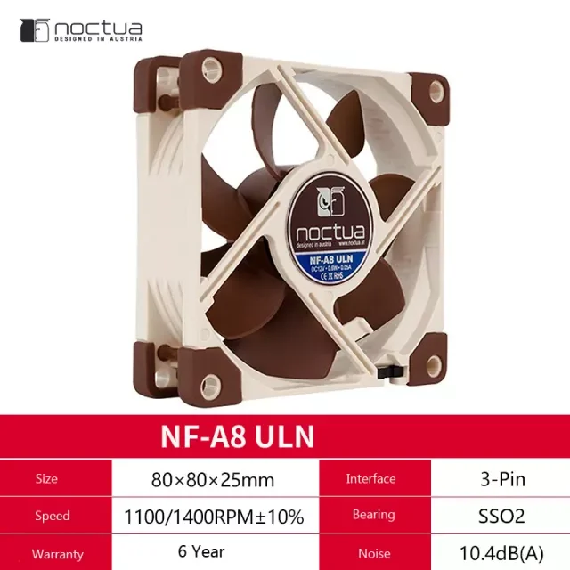 Uanset hvilken Ønske Mindre end Noctua NF-A8 PWM FLX 12V 5V 80mm fan 8CM CPU fan mini small chassis fan