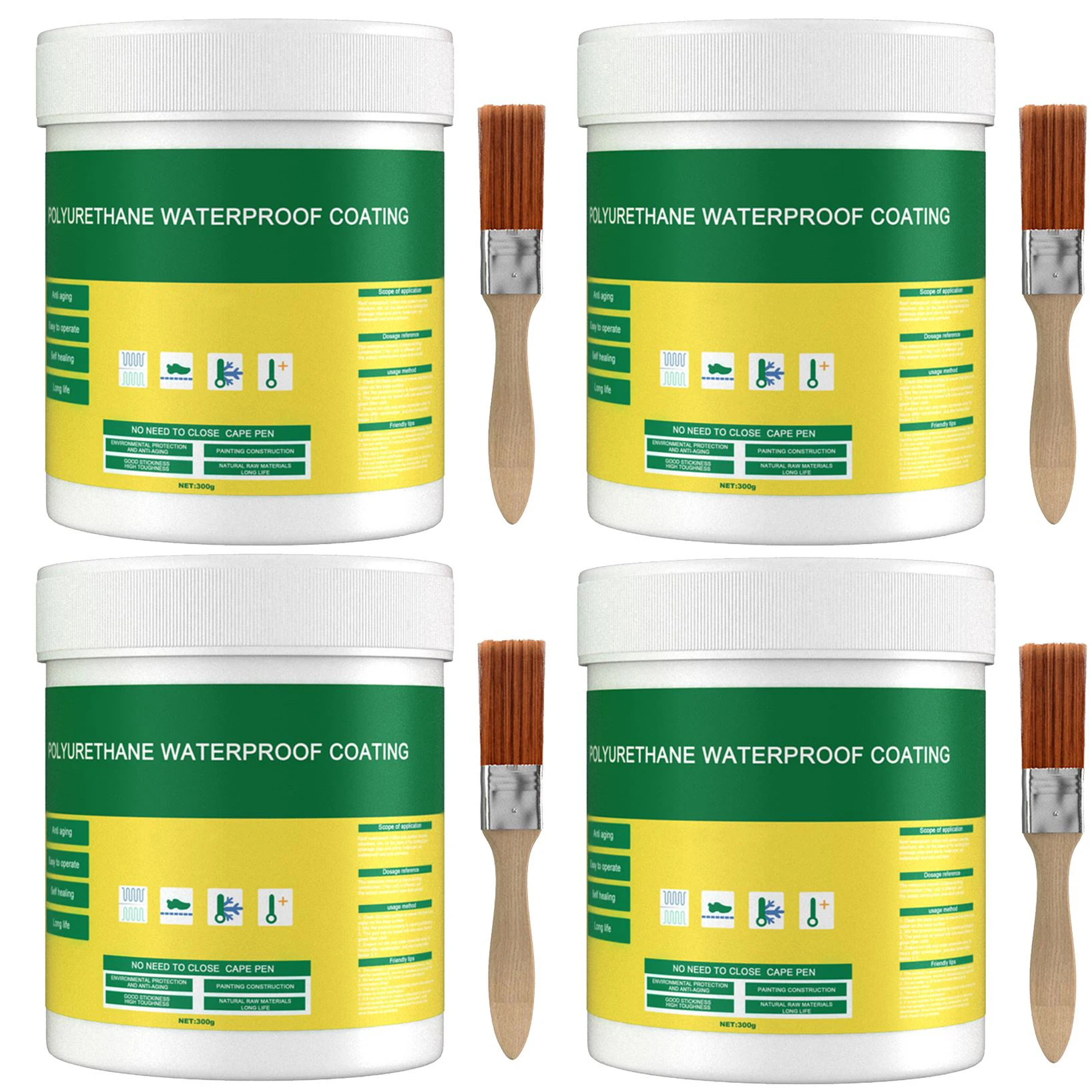 300/600/900/1200g agente sigillante per rivestimento impermeabile colla trasparente con pennello strumento per la riparazione del tetto Anti-perdita invisibile 2