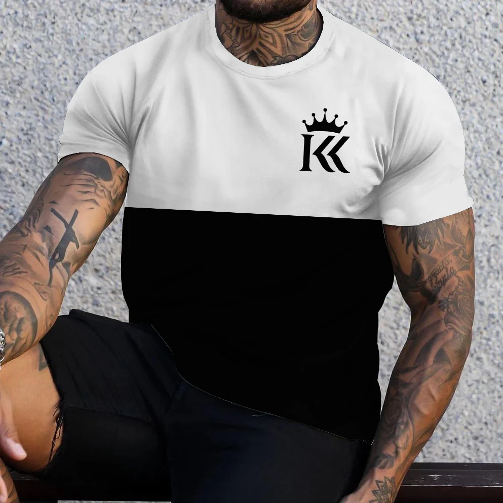 

Summer Men's Striped K T-shirt 3d Print Short Sleeve Sweatshirt King K/ Spades A Pattern Harajuku Oversized T Shirt Mens Tops