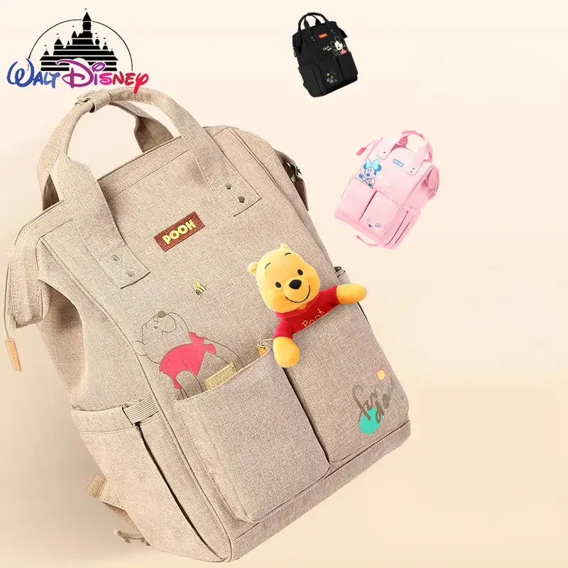 DisneyPoohBearOriginalNewDiaperBagBackpackCartoonCuteBabyBagLargeCapacityBaby