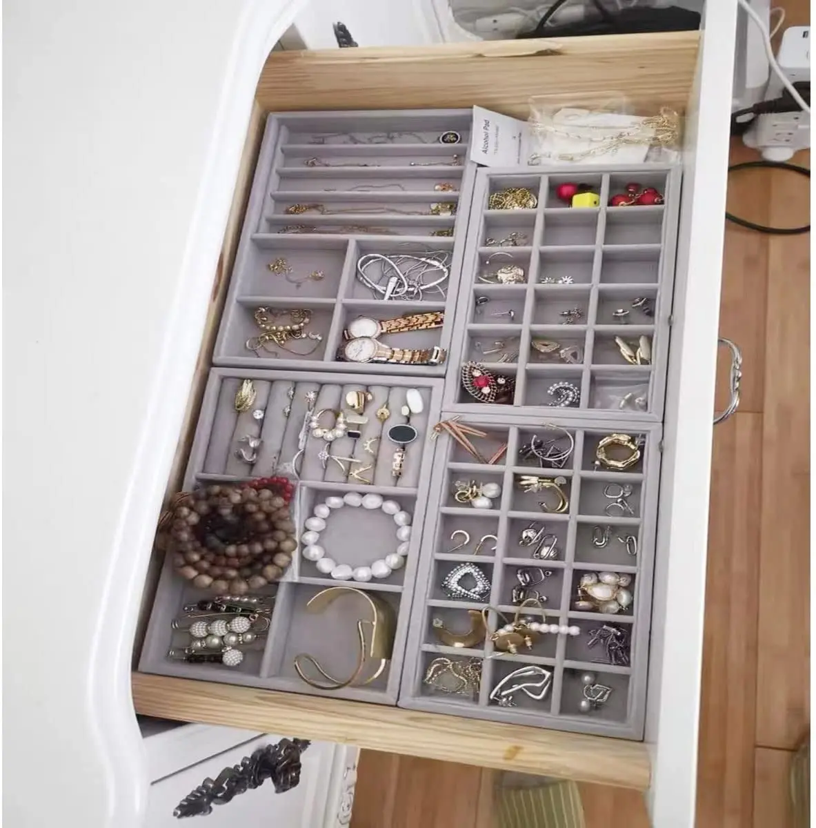 Velvet Jewelry Display Tray Case Stackable Exquisite Jewellery Holder Portable Ring Earrings Necklace Organizer Box Hot Sales