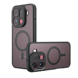 Shockproof Magnetic Matte Phone Case with Soft TPU Frame and Hard Plastic Back Cover for OPPO Find X9 (Black)