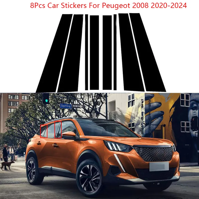 

8 шт., декоративные наклейки на столб Peugeot 2008 2020-2024
