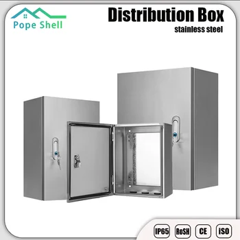 กันน้ําติดผนังตู้สแตนเลสล็อคกล่องแยกไฟฟ้ากลางแจ้งปิดผนึกกรณีจําหน่ายไฟฟ้า 1