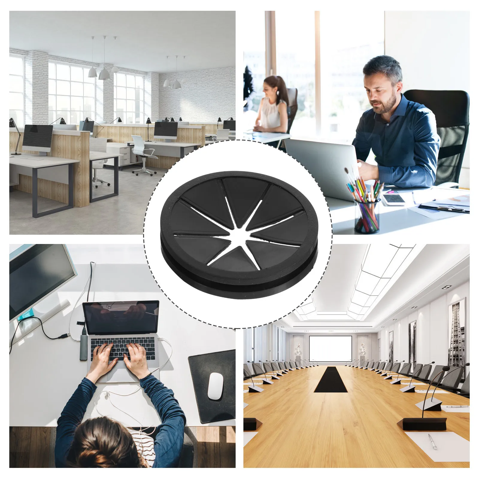 5Pcs 데스크 그로멧 케이블 정리기 가정용 사무실 컴퓨터 책상 케이블 구멍 커버 코드 관리용 유연한 와이어 홀더 블랙